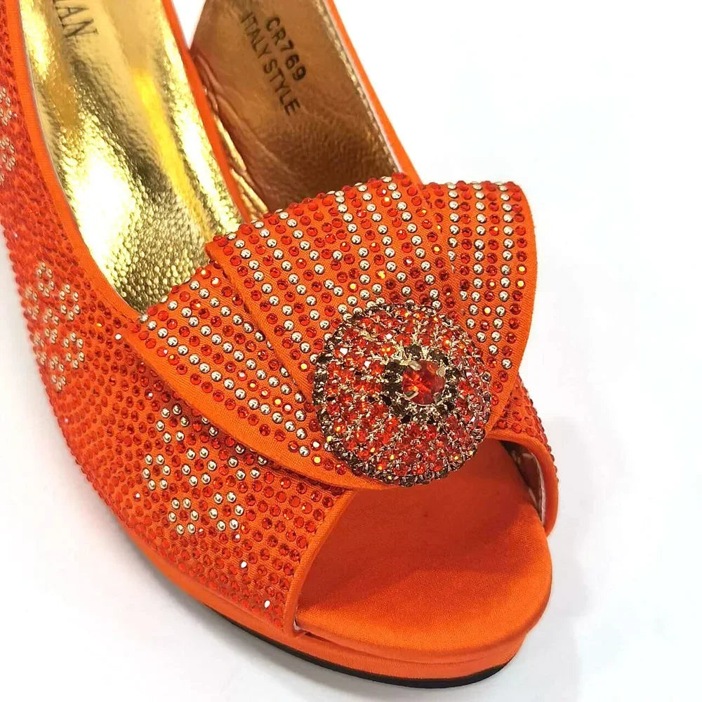 Shoes And Bag Sets For Evening Party With Stones