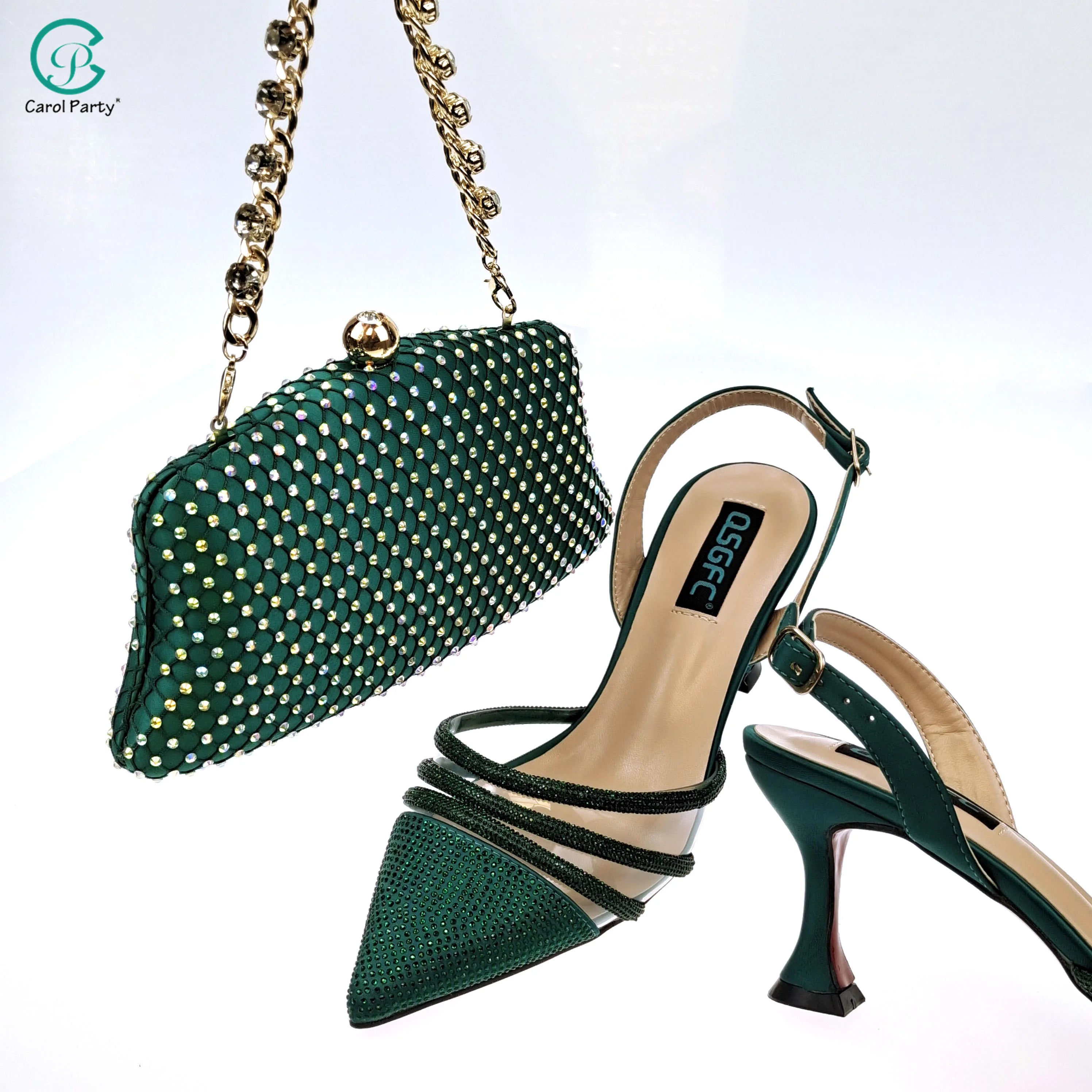 Women's Fashion Crystal Square Button Pointed High Heels