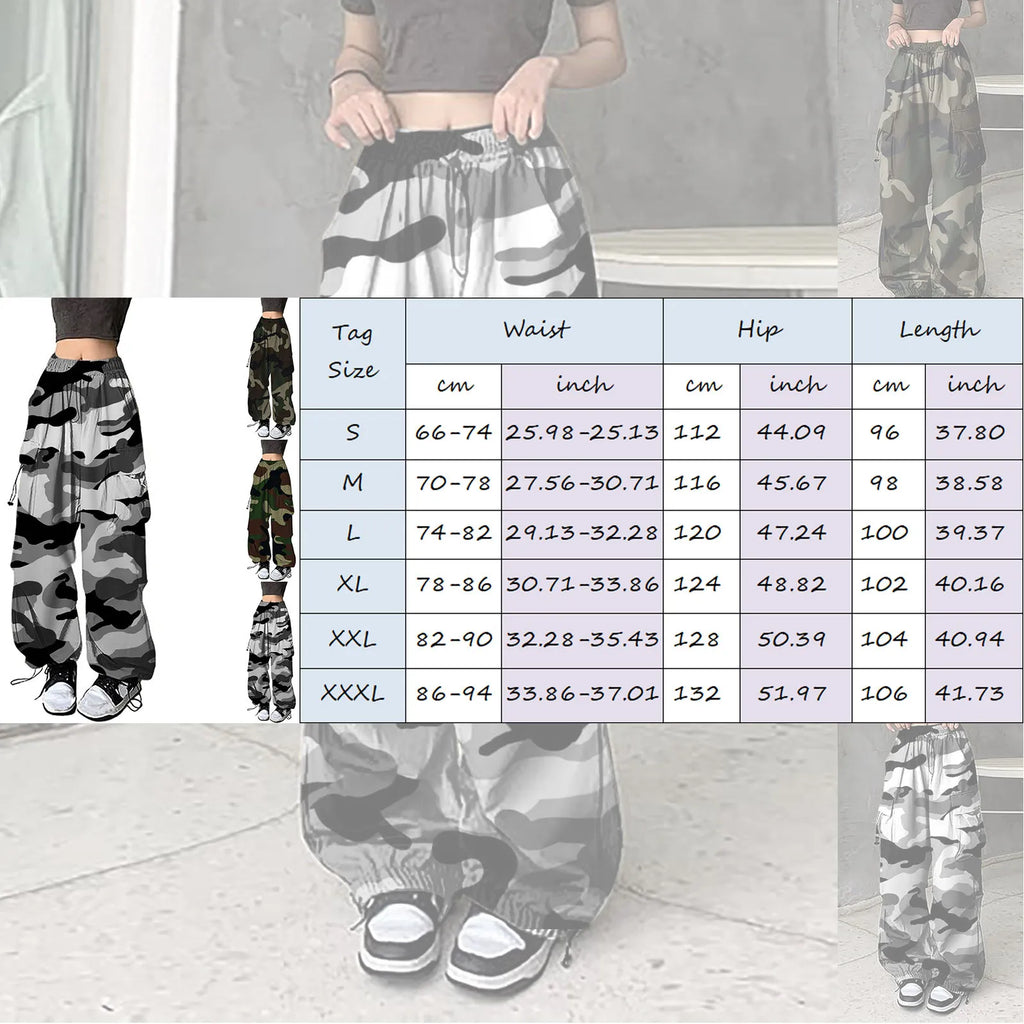 Women's Sweatpants Baggy Cargo Camo Print Pants Streetwear