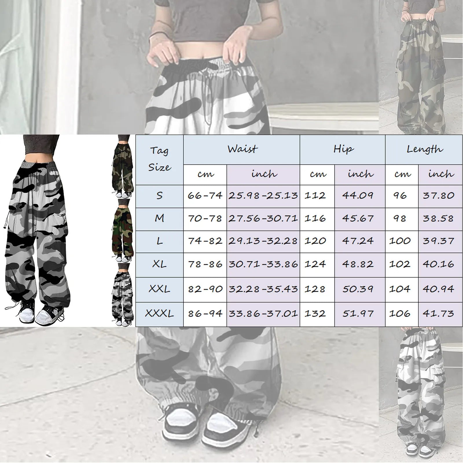 Women's Sweatpants Baggy Cargo Camo Print Pants Streetwear