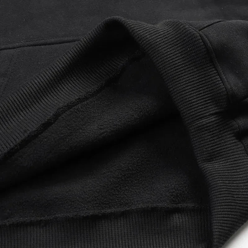 New Men's Anime Pattern Printed Hoodie Drawstring Long Sleeved Solid Color Hoodie Fashion Casual Pocket Hooded Sweatshirt