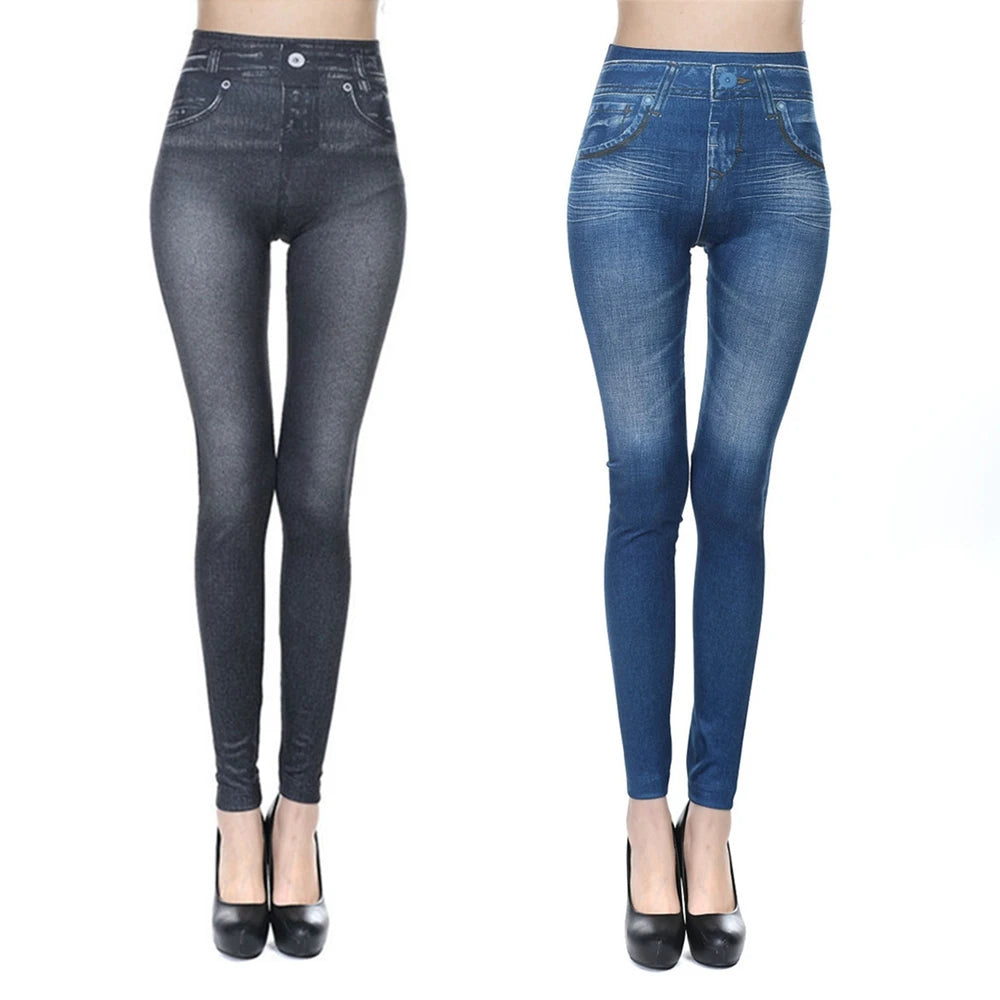 S-3XL Sexy Seamless Women Jeans High Waist Regular Slim Denim Print Stretch Pencil Pants Top Brand Stretch Pants for Work