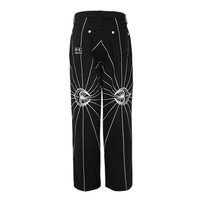 Black Jeans for Men and Straight Rope Hombre Baggy Denim Trousers