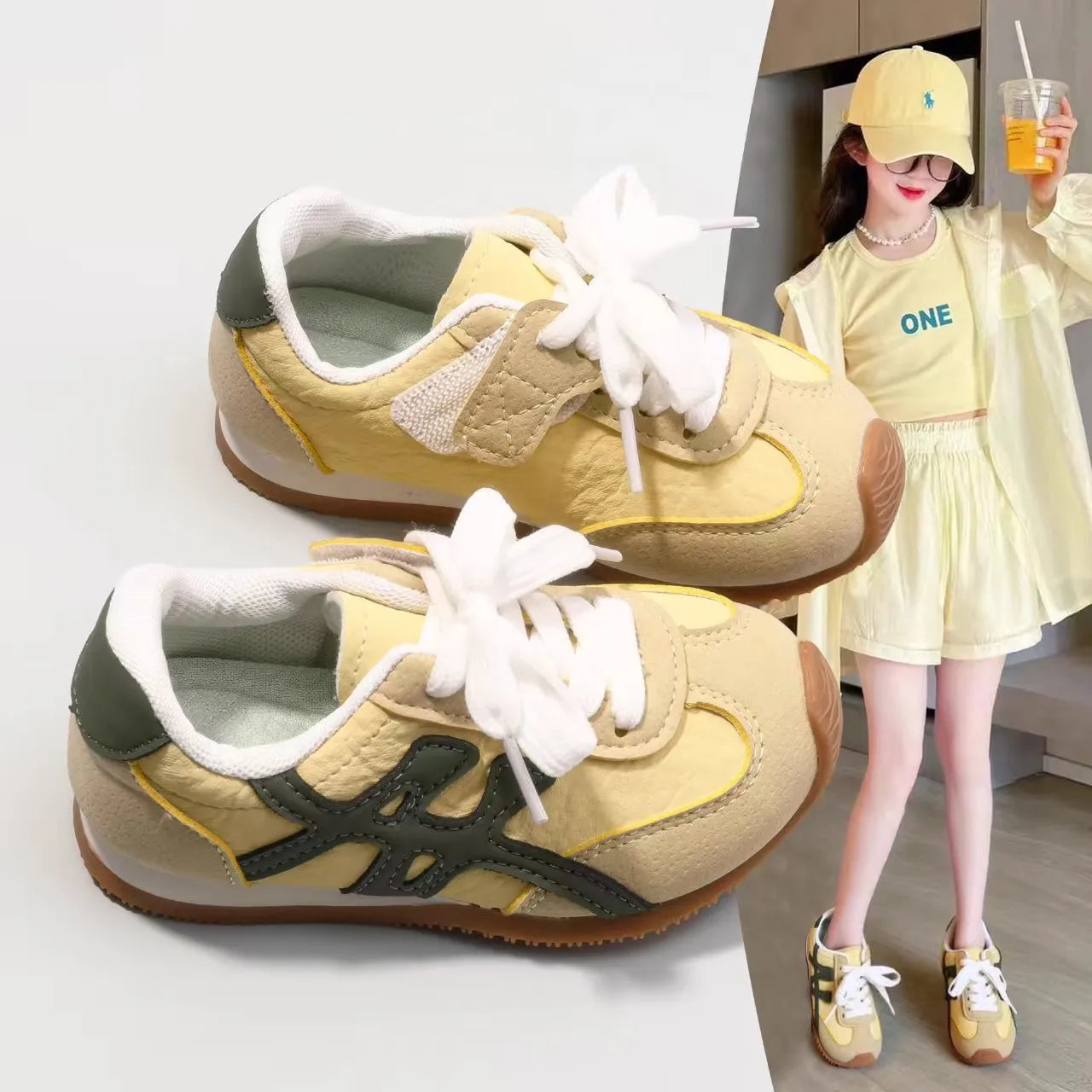 2025 Children Genuine Leather Sneakers Baby Quality Casual Shoes Boys Anti-slip Sport Shoes Girls Candy Color School Shoes