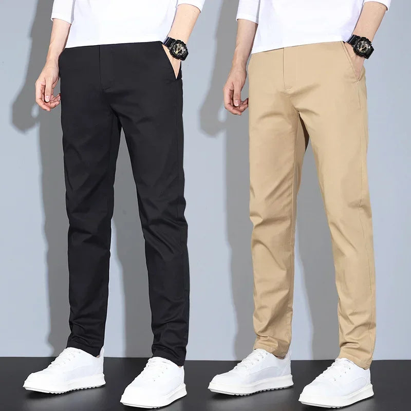 Men Soft Comfortable Khaki Ultra-thin Ice Silk Pants