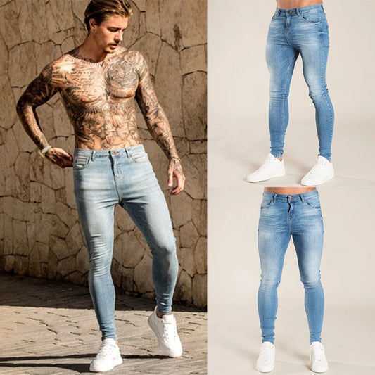 Men's Fashion skinny jeans boys Classic Elastic Cotton Slim Jeans