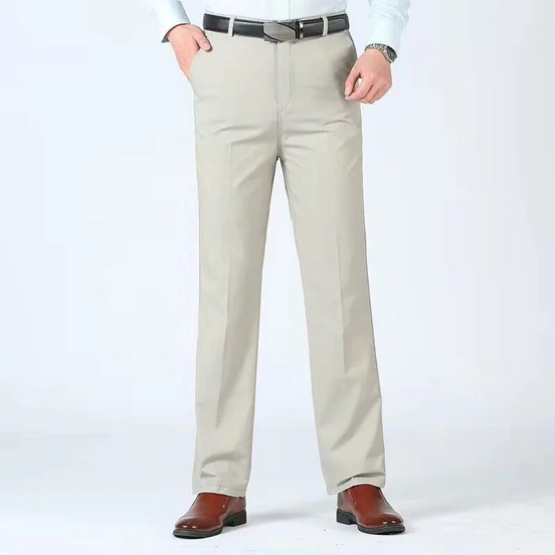 Cotton Straight Suit Pants Men's Loose Trousers
