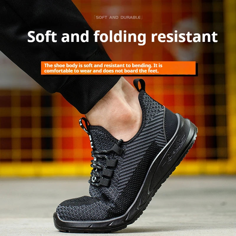 Men Steel Toe Work Shoes Lightweight Breathable Work Sneakers
