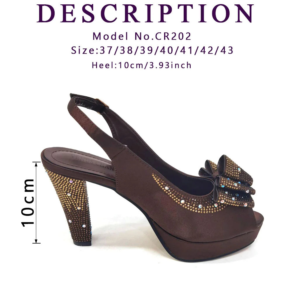 Women High Heels Sandals Printing Flower Material with Rhinestone Open-Toed Shoes