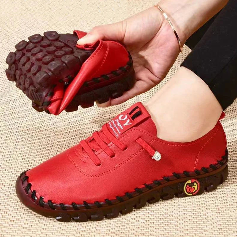 Sneakers Women Shoes Loafers Lace Up Leather Flat New Spring Casual comfortable Mom Shoe Mujer Zapatos Chaussure Femme