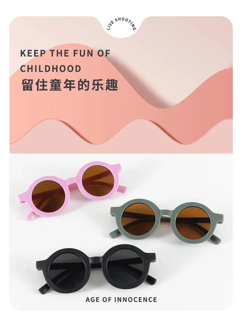 Children's sunglasses, inset style  round frame, 1-7 year old baby sunglasses, sun shading, sun protection