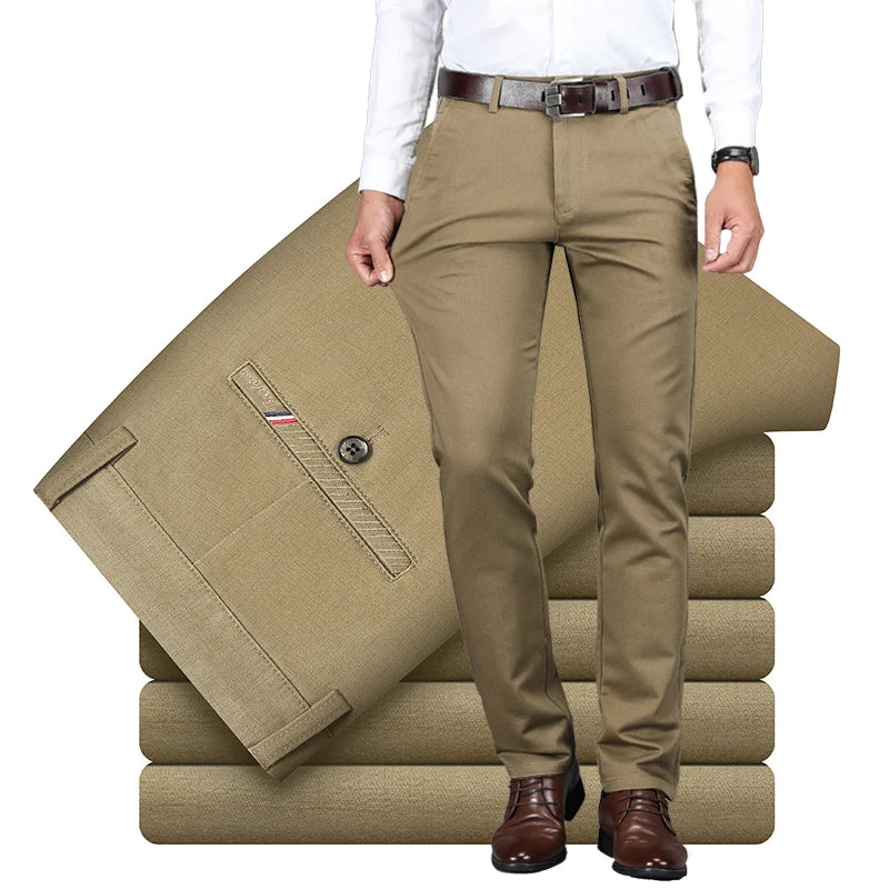 Men's Business Formal Office Cotton Spandex Trousers
