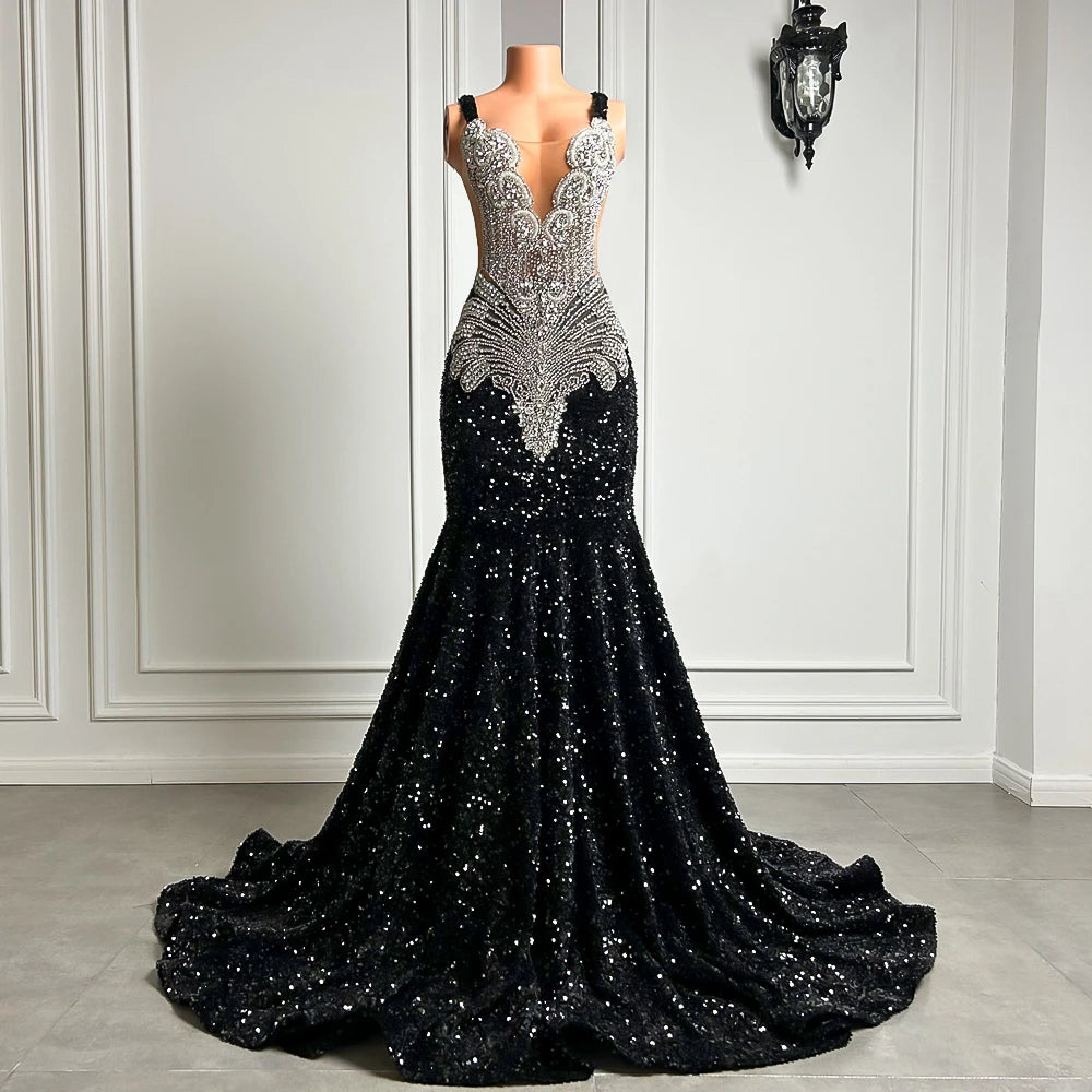 Gorgeous Long Prom Dresses Mermaid Style Luxury Sparkly Silver