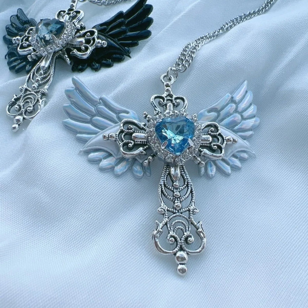 Accessory Wings Cross Pendant Necklace For Women