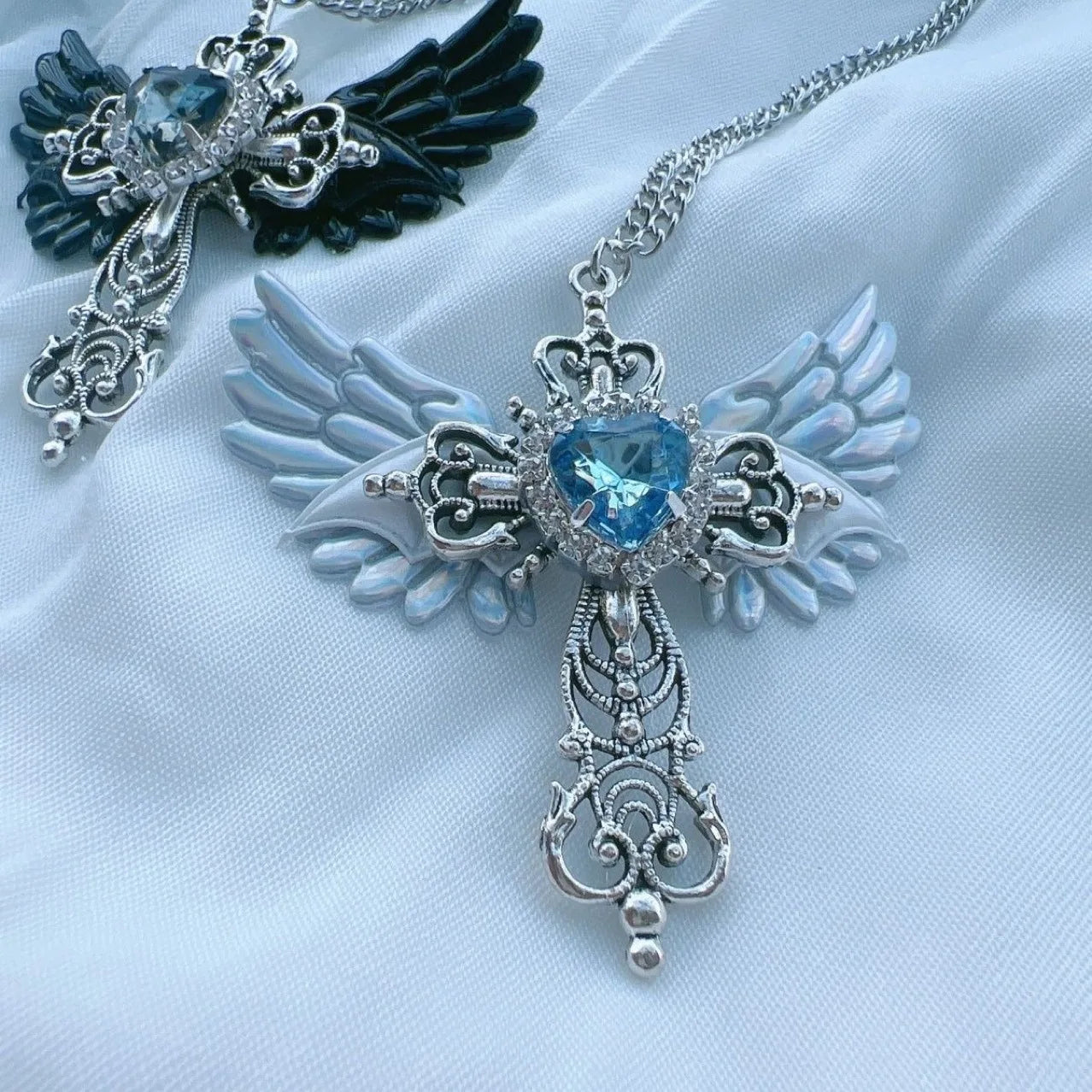 Accessory Wings Cross Pendant Necklace For Women