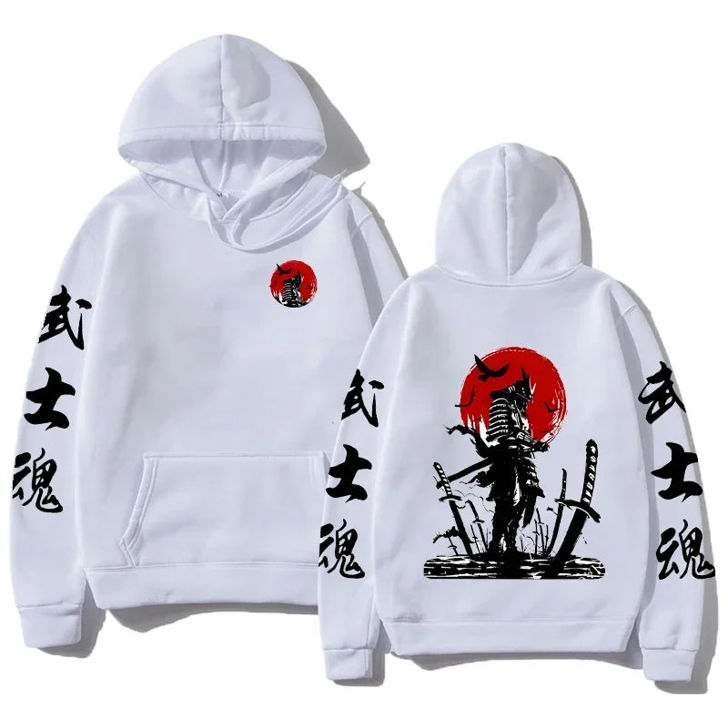 New Men's Anime Pattern Printed Hoodie Drawstring Long Sleeved Solid Color Hoodie Fashion Casual Pocket Hooded Sweatshirt