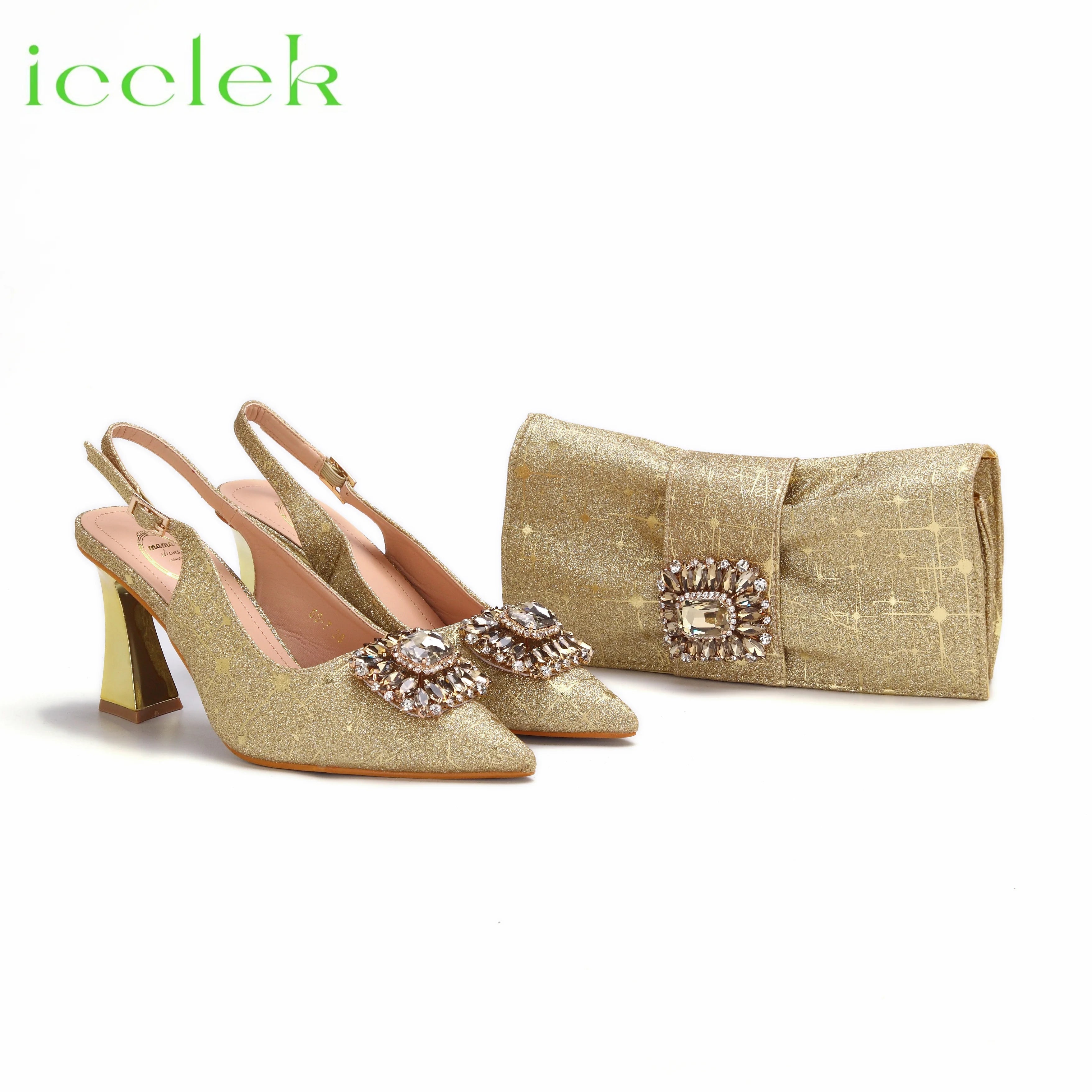 Pointed Toe Women Sandals Shoes Matching Bag Set For Ladies