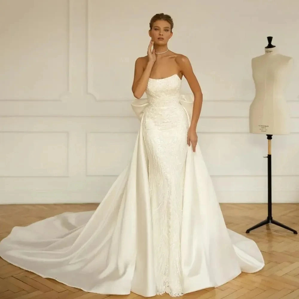 Gelinlik Boat Neck Mermaid Wedding Dresses