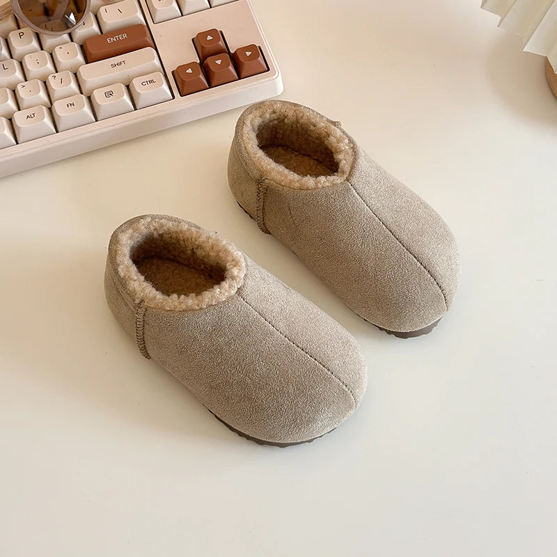 Trend Simple Winter Children's Shoes Fashion Versatile Girls Kids Casual Shoes Solid Color Boys Slip-on Cotton Shoes Side Zipper