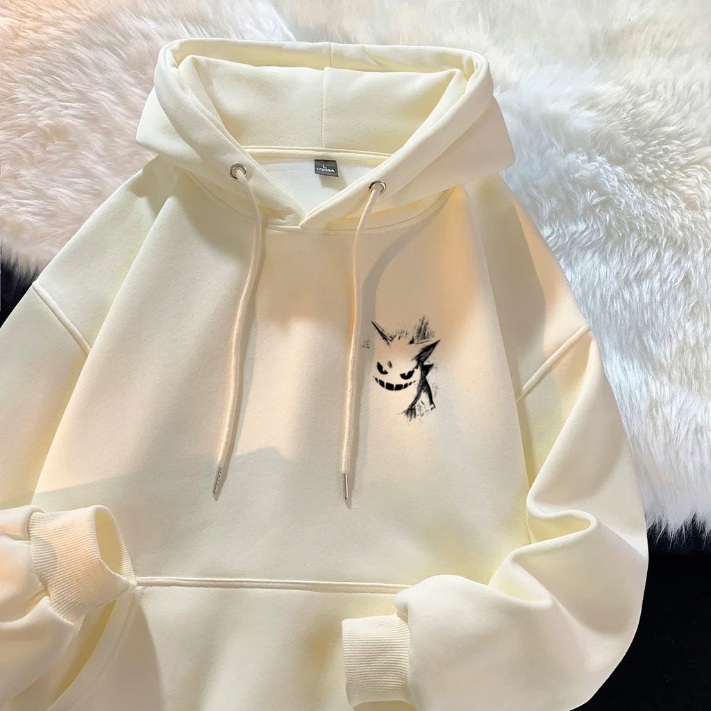 New men's fashionable casual hoodie with American street devil print hoodie for spring and autumn wear trendy and comfortable