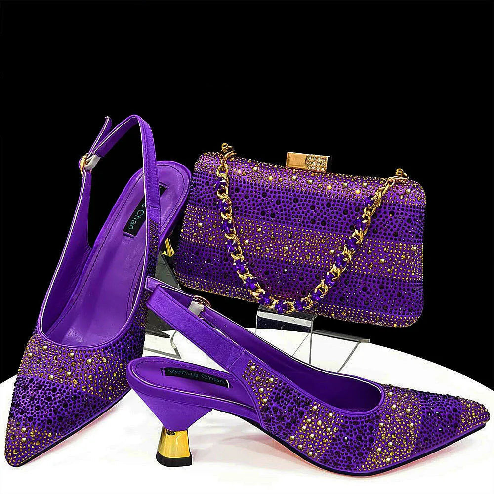Evening Party Shoes And Bag Set Hollow Design Bag With Shoes