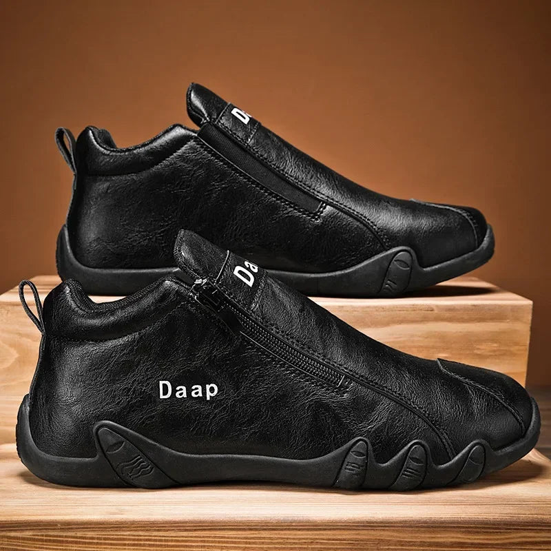 British Style Fashion Short Boots Men  Luxury Leather Anti Slip Comfortable Work Shoes Outdoor Travel Sports Casual Shoes 2024