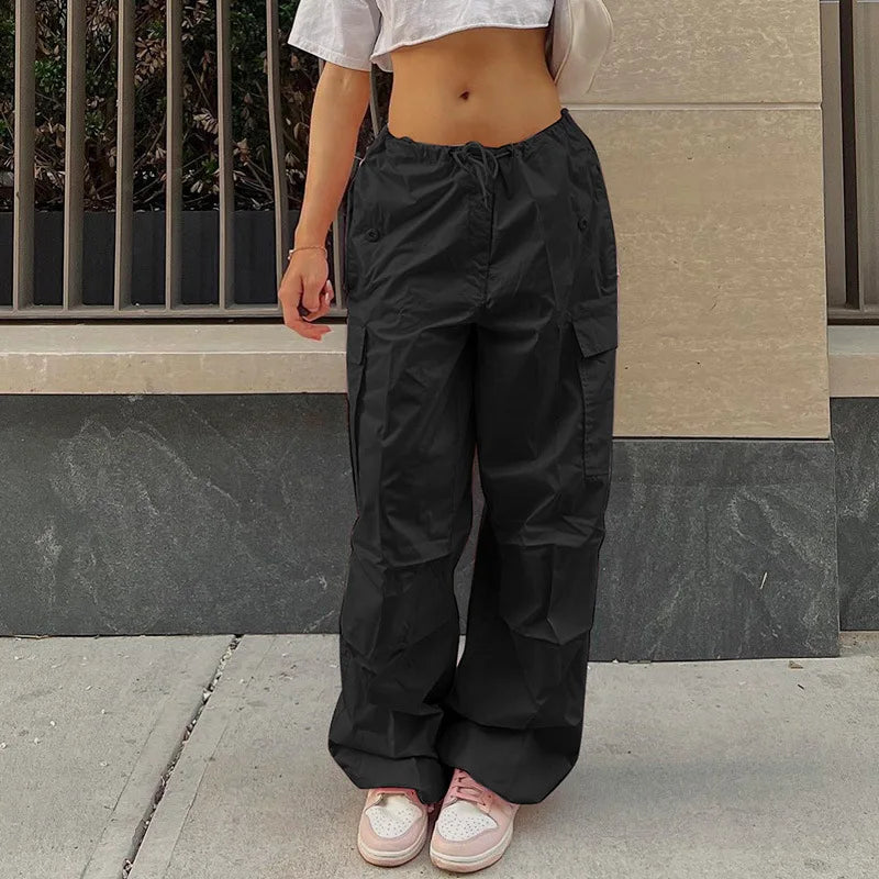 Women Cargo Pants Spring New Streetwear Solid Fashion Pockets