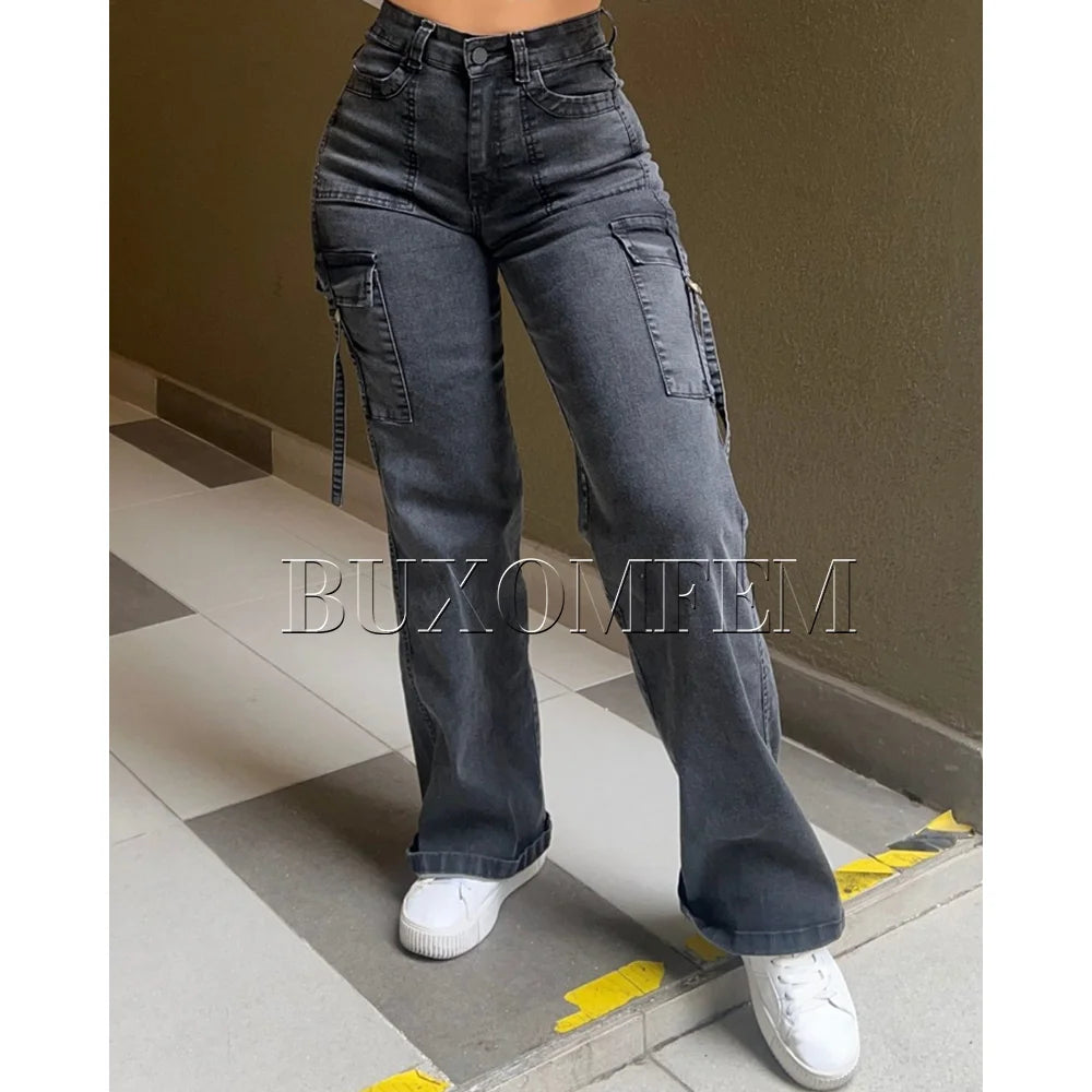 Straight Leg Wrap Hips Casual Women Trousers