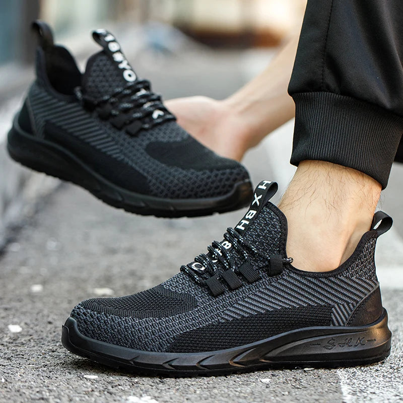 Men Steel Toe Work Shoes Lightweight Breathable Work Sneakers