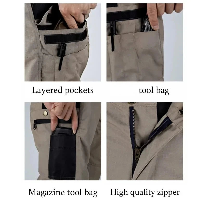 Man Multi-pocket Straight Cargo Trousers