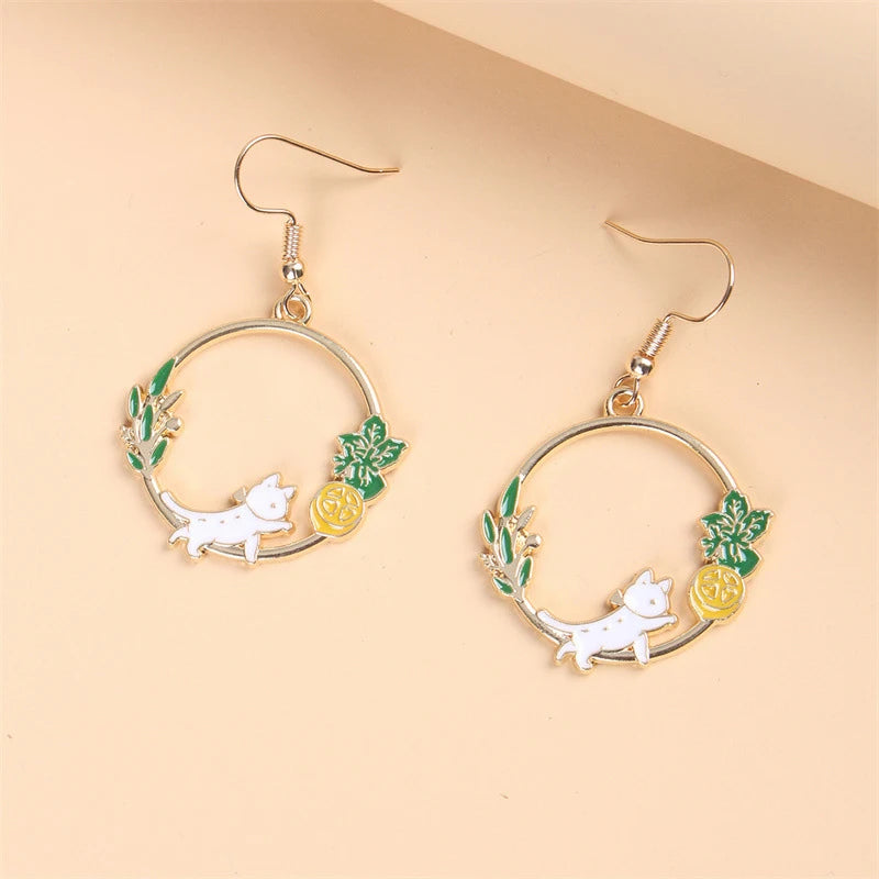 Fashion Cute Enameled Animal Dangle Drop Earrings