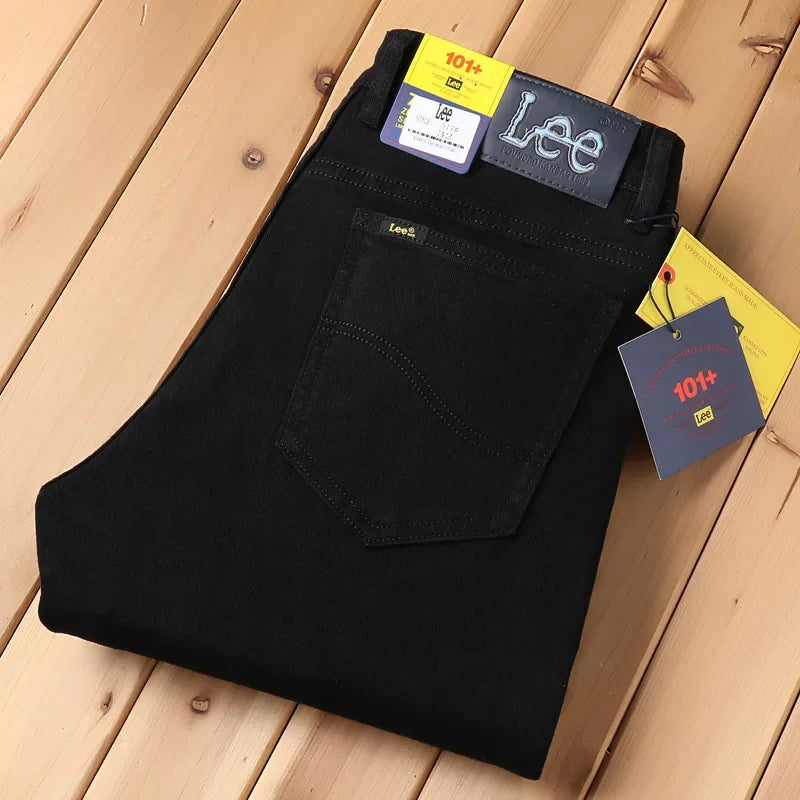 Lee Dex Jeans Men's Autumn/winter Thick Straight-leg Loose-fit Casual Business Pants Slimming Smooths Your Silhouette Trousers
