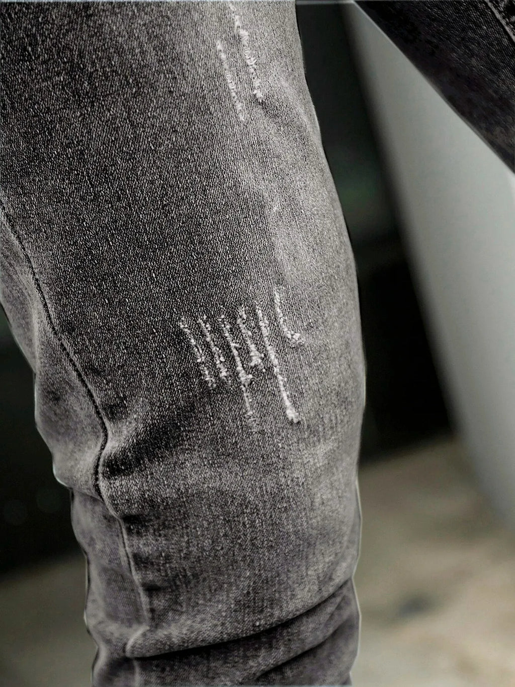 1 Piece of Men's Four-Season Snowflake Washed Fashion Jeans, Stretch Slim Fit Light Gray Dark Black Casual Denim Pants, Normcore and Fashionable, Suitable for Everyday Wear