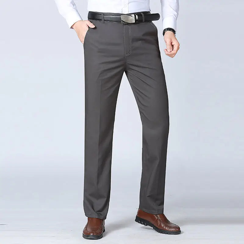 Cotton Straight Suit Pants Men's Loose Trousers