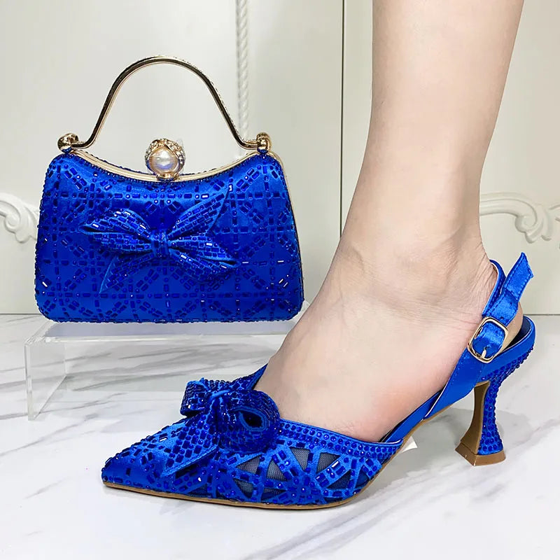 Ladies Shoe and Bag Set Latest Designers Luxury Italian Party Shoes and Bag Set