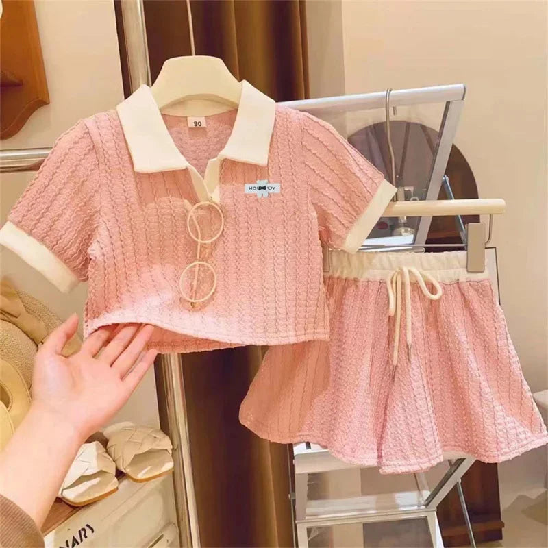 Girls Clothes Short Sleeve Top+Shorts