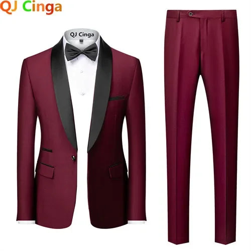 Black Men Color Block Collar Suits