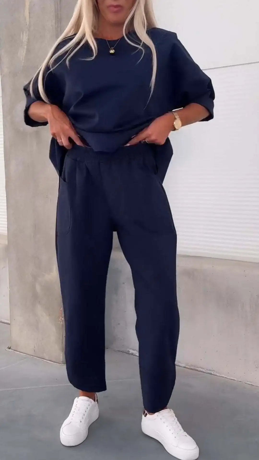 Women's pure color long-sleeved pants