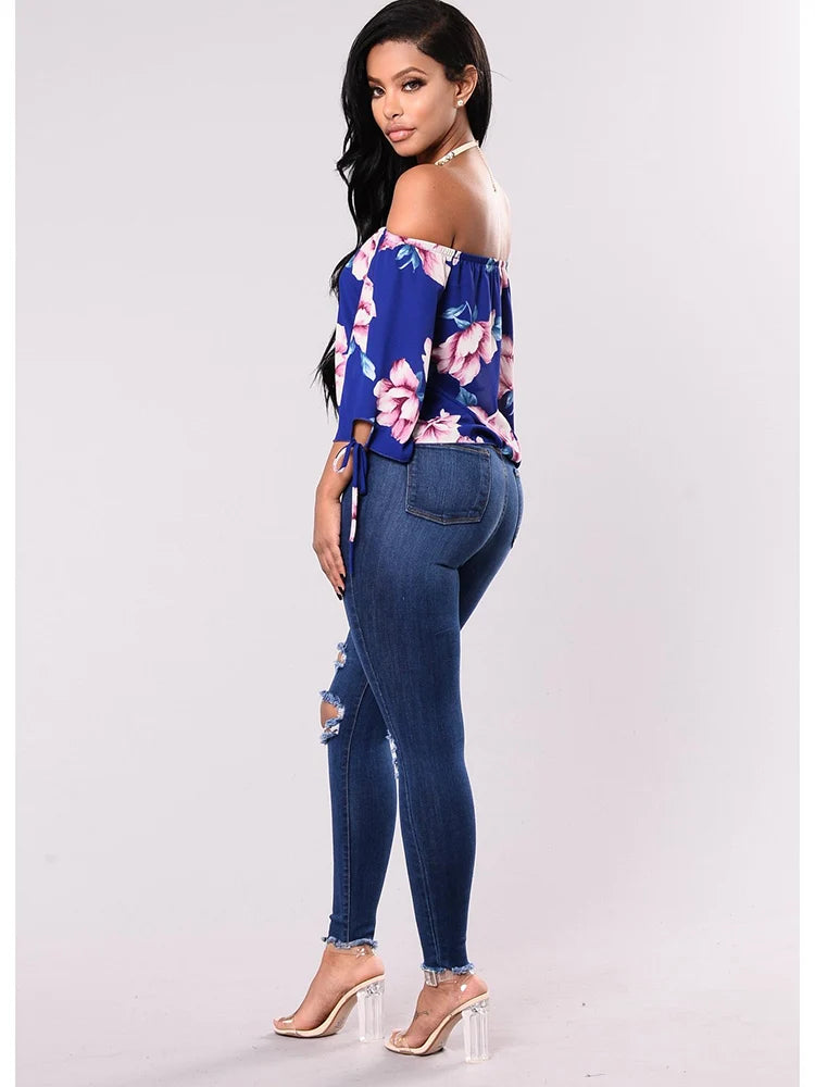 2024 Women Stretch Skinny Ripped Jeans Lady High Waist Pencil Long Pants Narrow Straight Leg Wrap Hips Plus Size S-3XL Trousers