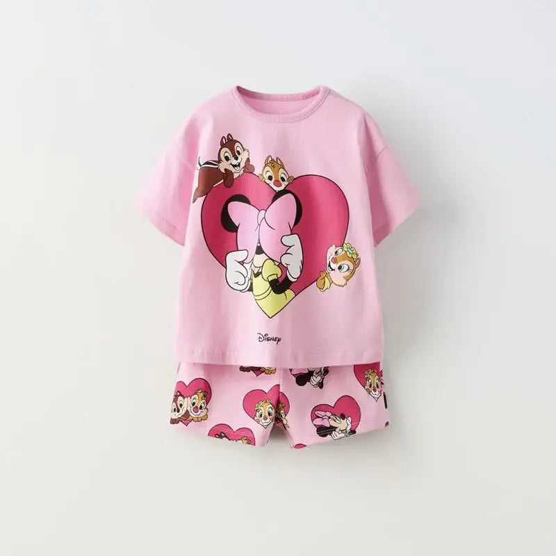 Little Girl Mickey Mouse Cartoon T-shirt Set