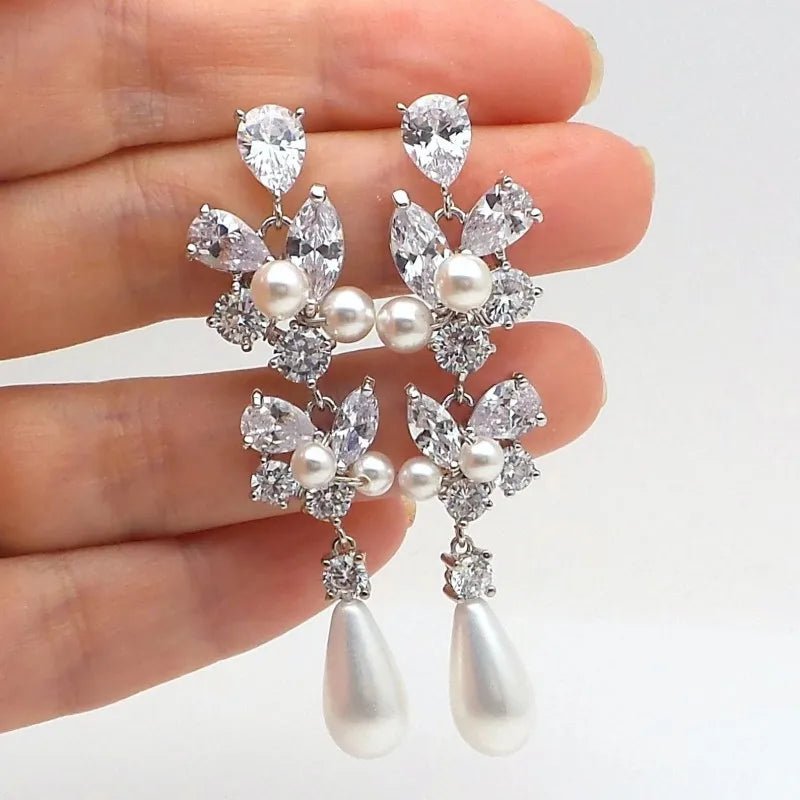 Aesthetic Bridal Imitation Pearl Dangle Earrings