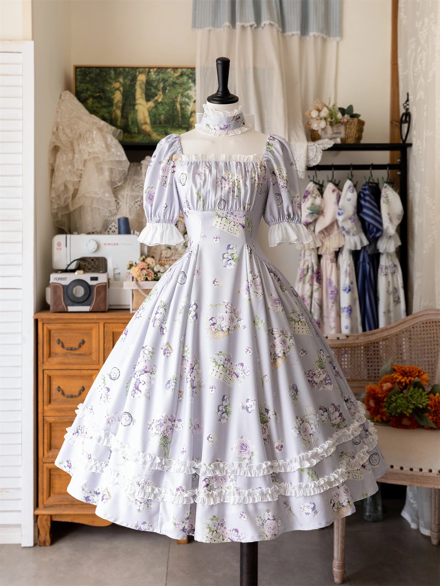 Classical Elegant Kawaii Dress Lolita Short Sleeved Slim Fit Long Vestidos