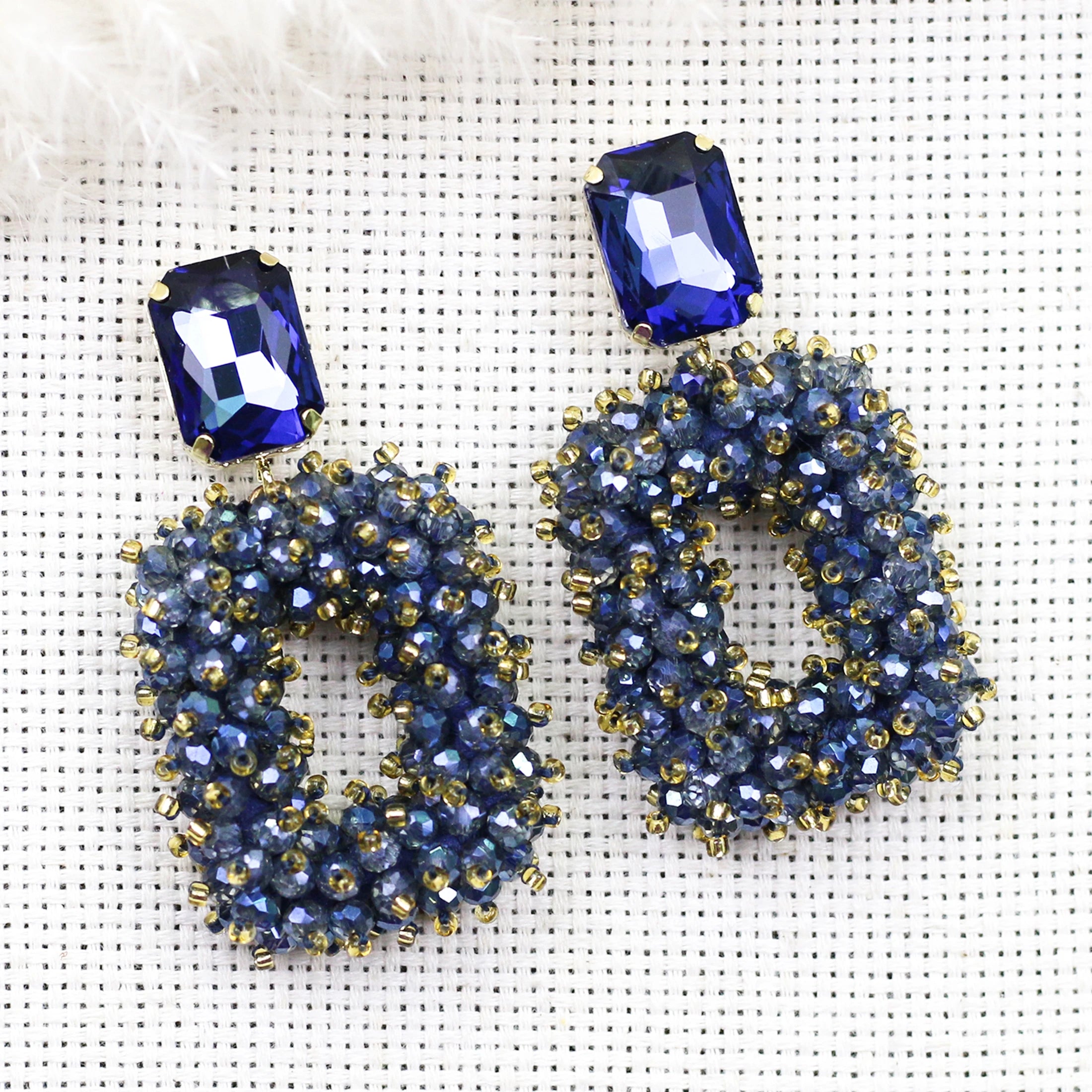 Square Crystal Drop Earrings for Women