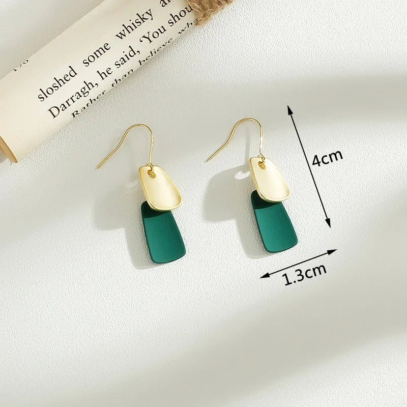 Green Color Crystal Dangle Earrings for Women