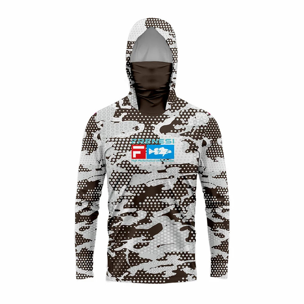 Fishing Shirts Men Sun Protection Hoodie Mask All-in-one Fishing Clothing Ropa Pesca Hunting Camping Angling T-shirt Upf 50+