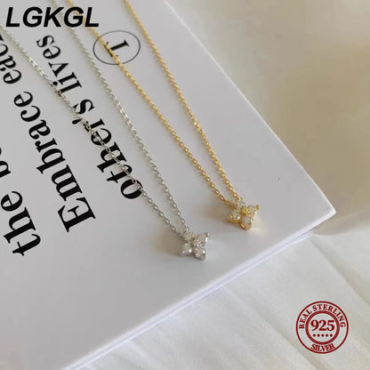 Sterling Silver Plated 18K Gold Set Zircon Necklace