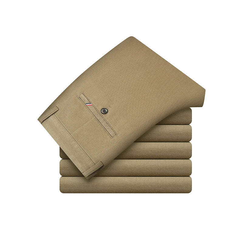 Men's Business Formal Office Cotton Spandex Trousers