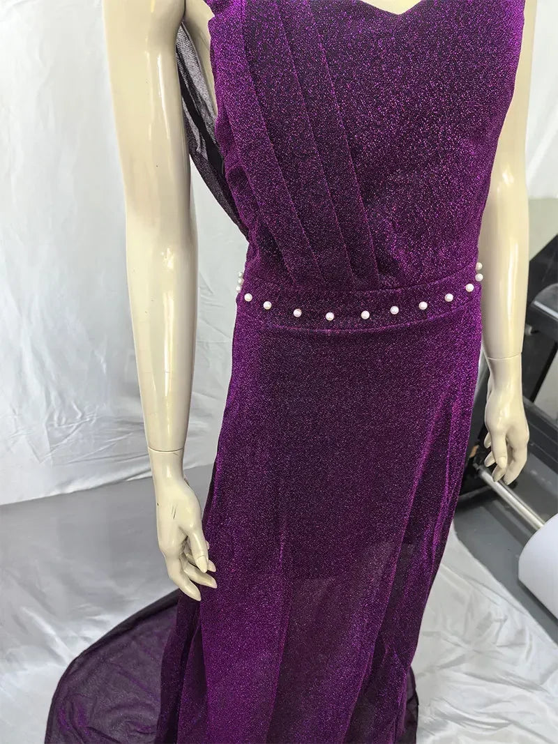 Evening Elegant Sexy Deep V Neck Sleeveless Sequined Dresses
