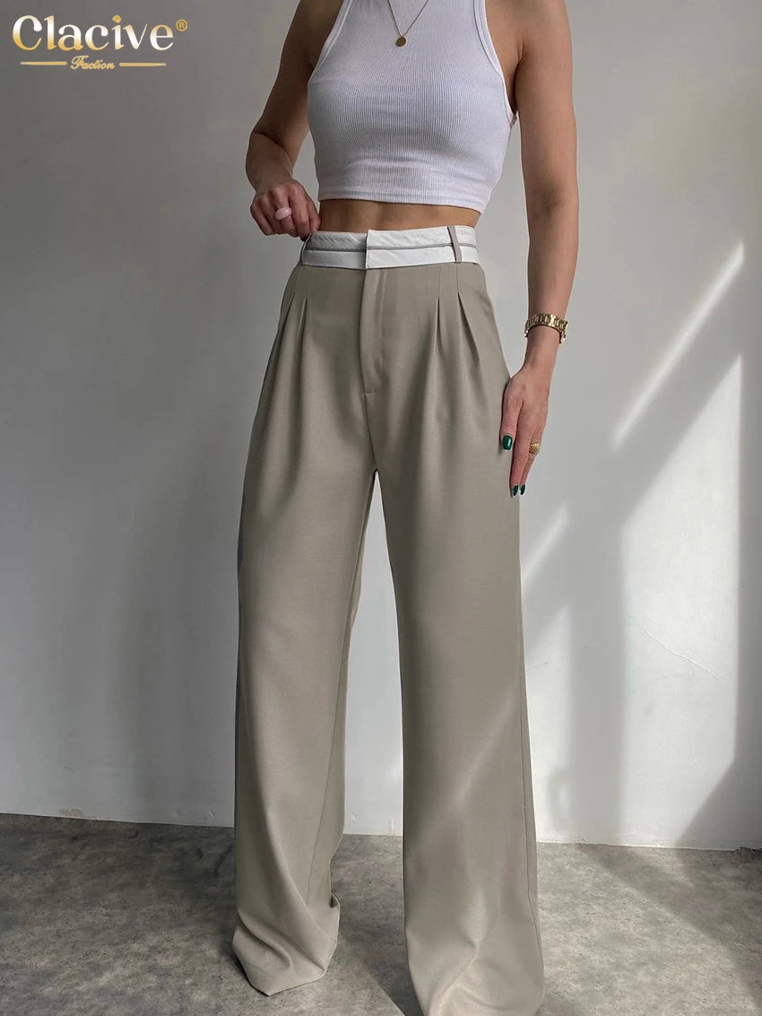 Elegant Loose Gray Office Women Pants