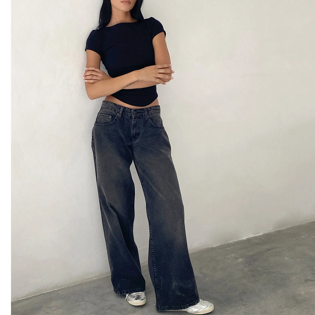 Retro Y2K Jeans Fashion Women Autumn High Waist